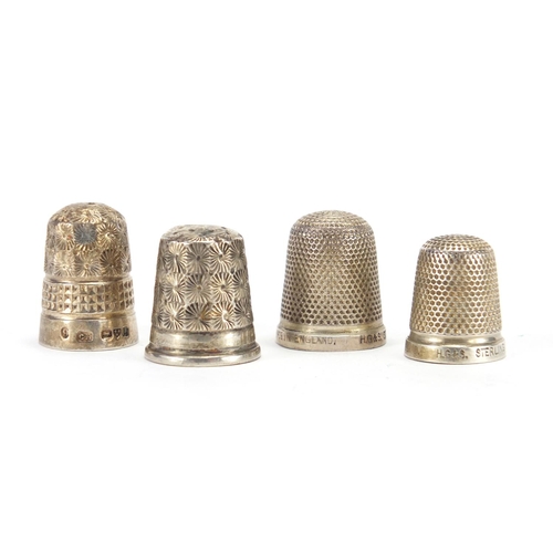 685 - Four silver thimbles including Charles Horner, 14.2g