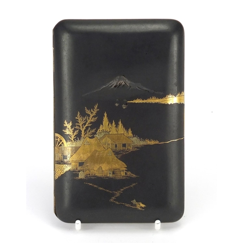 699 - Japanese Damascene cigar case, 14cm in length