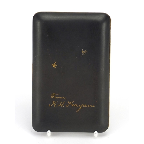 699 - Japanese Damascene cigar case, 14cm in length