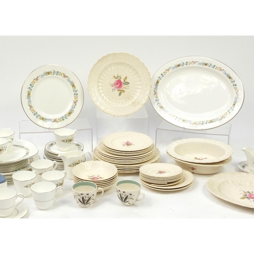 410 - Dinner and teawares including Royal Doulton Pastorale, Copeland Spodes jewel and Royal Doulton lace ... 