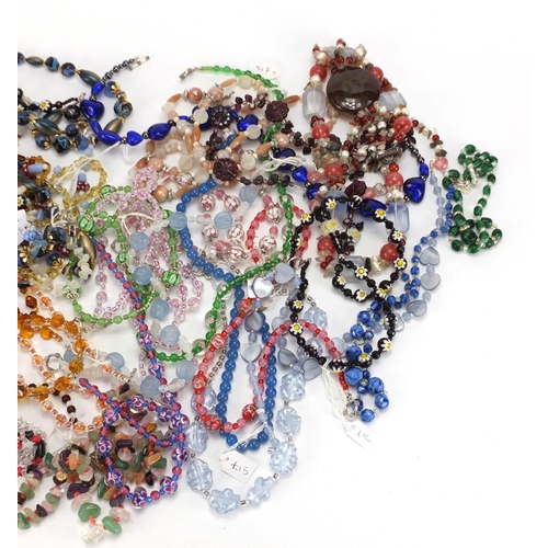 634 - Thirty mostly glass bead necklaces