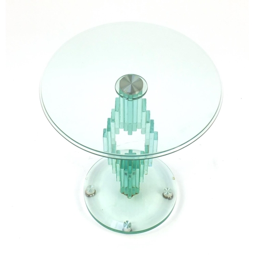 19 - Contemporary glass occasional table, probably Italian, 55cm high x 45.5cm in diameter