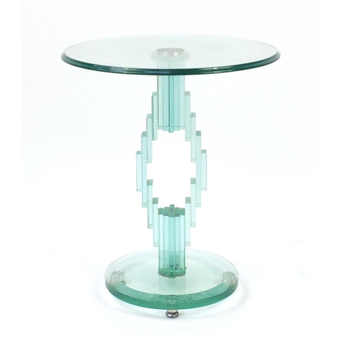 19 - Contemporary glass occasional table, probably Italian, 55cm high x 45.5cm in diameter
