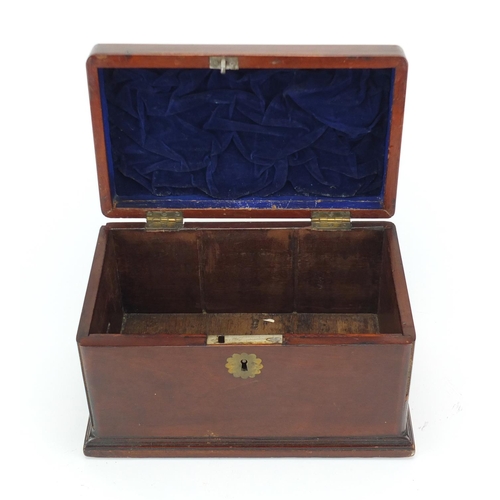 173 - Victorian mahogany caddy with brass inlay, 30cm wide