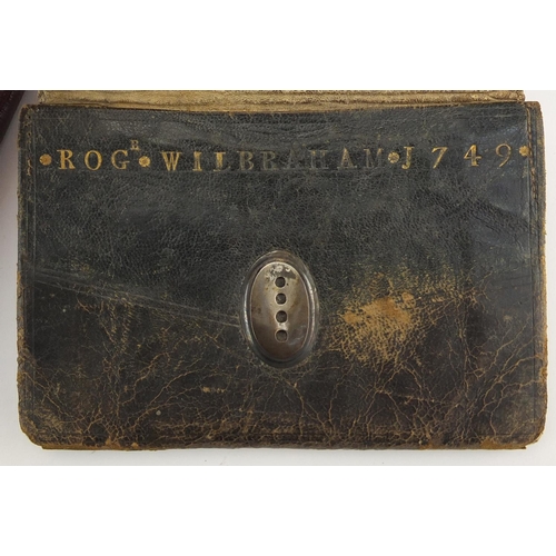 819 - Early 20th century journal - trip to Norway and church book and an antique leather wallet impressed ... 