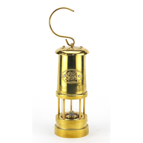 184 - Cymru brass miners lamp, 22cm high excluding the handle
