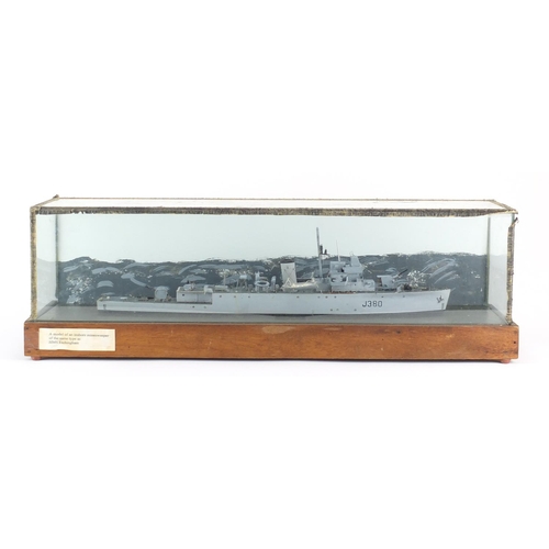 292 - Mid 20th century scratch built model of HMS Mariner, signed with initials H M W dated 1956, housed i... 
