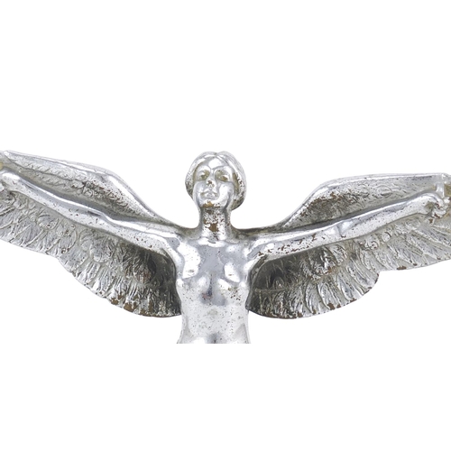 115 - 1920's chrome plated angel car mascot, 14cm high