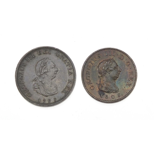 228 - Two George III farthings comprising dates 1799 and 1806