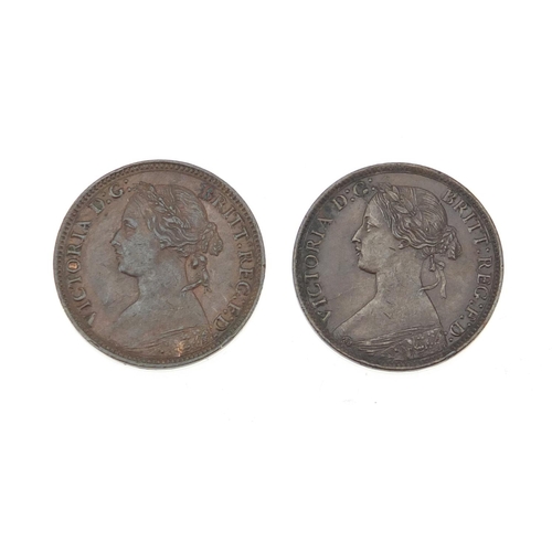 240 - Five Victoria Bun Head farthings comprising dates 1872, 1873, 1874, 1875 and 1876