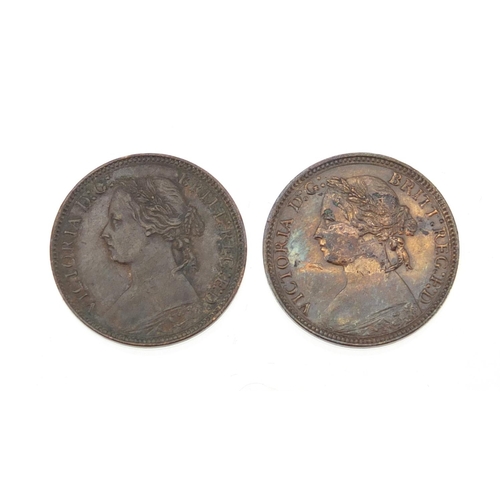 240 - Five Victoria Bun Head farthings comprising dates 1872, 1873, 1874, 1875 and 1876