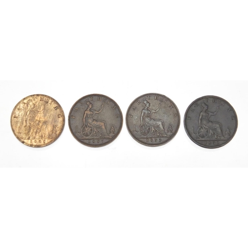 243 - Seven Victoria Bun Head farthings comprising dates 1887, 1888, 1890, 1891, 1892, 1893 and 1894