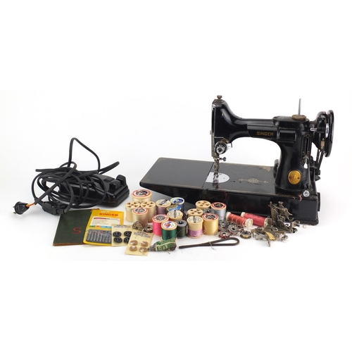 2293 - Vintage Singer sewing machine with case and accessories