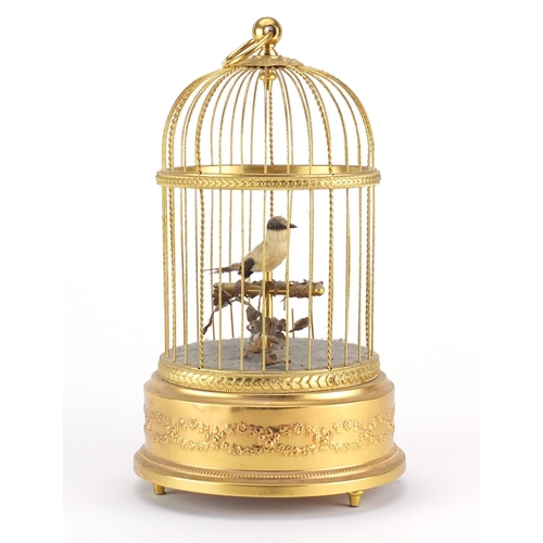 2154 - Swiss automaton musical bird cage by Reuge Music, 29cm high