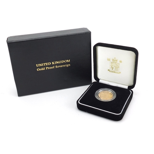 2615 - Elizabeth II 2005 gold proof sovereign with fitted case, box and certificate numbered 6318