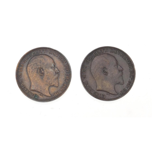 245 - Ten Edward VII and George V farthings comprising dates 1902, 1903, 1904, 1905, 1906, 1907, 1908, 190... 