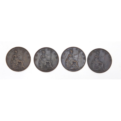 245 - Ten Edward VII and George V farthings comprising dates 1902, 1903, 1904, 1905, 1906, 1907, 1908, 190... 