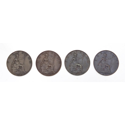 245 - Ten Edward VII and George V farthings comprising dates 1902, 1903, 1904, 1905, 1906, 1907, 1908, 190... 