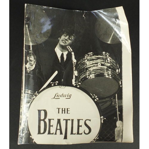 186 - 1960's black and white press photograph of Ringo Starr, inscribed Beatles USA August 1964 to the rev... 