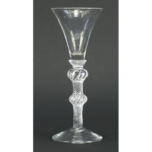 655 - Antique wine glass with twisted stem, 16.5cm high