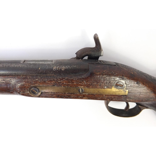 317 - 19th century Enfield pattern three band percussion musket with ramrod, impressed and engraved marks,... 