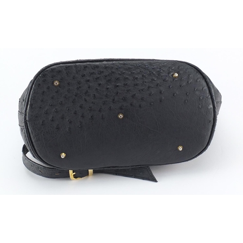 2534 - Corbeau black ostrich leather tote bag, 36cm wide