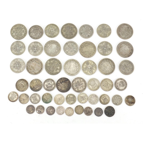 2655 - Predominantly British pre decimal 1947 coinage including half crowns and shillings,  345.0g