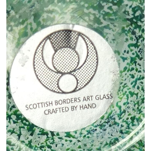 2348 - Scottish Borders art glass flower head paperweight by Peter Holmes, etched marks and paper label to ... 