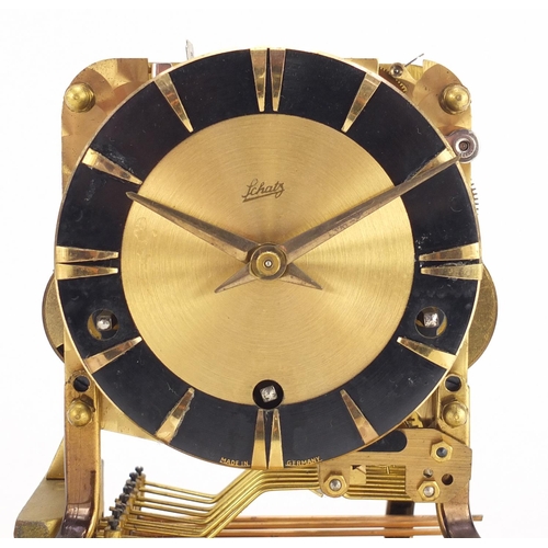 2448 - Schatz Whittington chiming mantel clock, striking on eight rods, 22cm high