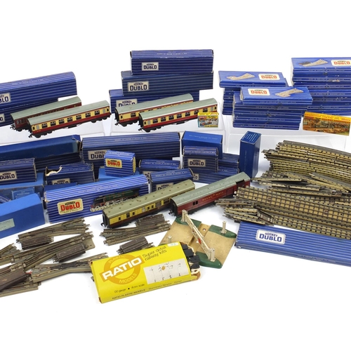 170 - Hornby Dublo model railway, track and accessories most with boxes including Duchess of Montrose loco... 