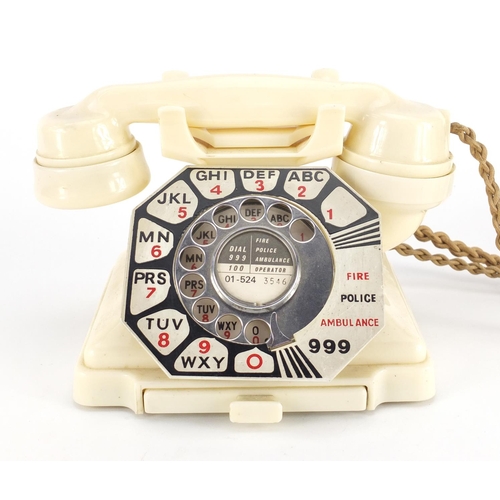 133 - Vintage GPO Bakelite pyramid telephone in ivory, 15.5cm high