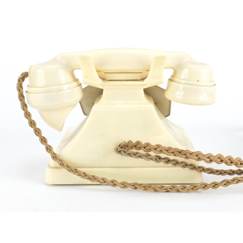 133 - Vintage GPO Bakelite pyramid telephone in ivory, 15.5cm high