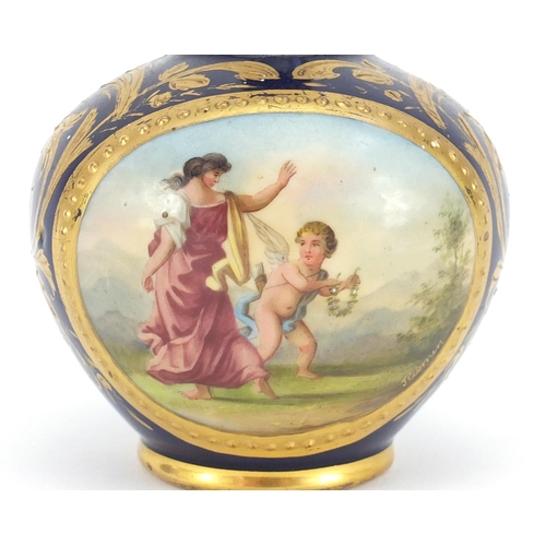 643 - 19th century Vienna porcelain vase, hand painted with a panel of a maiden and putti by Riemer onto a... 