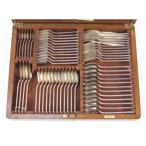 2139 - 1930's oak twelve place canteen of Princes plate cutlery, some with ivorine handles by Mappin & Webb... 
