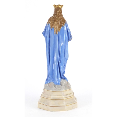 2444 - Continental hand painted porcelain figure group of Madonna and child, 36.5cm high