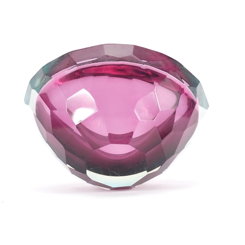 2373 - Murano faceted amethyst glass bowl, 9cm high x 18.5cm wide