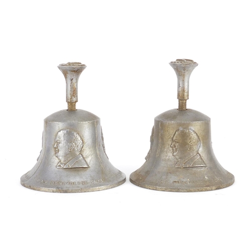 2295 - Two British Military interest victory bells, cast from the metal from the German aircraft destroyed ... 