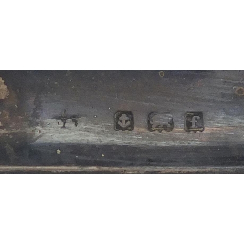2597 - Rectangular silver matchbox stand, indistinct makers mark, Birmingham 1905, 8cm high, 87.8g