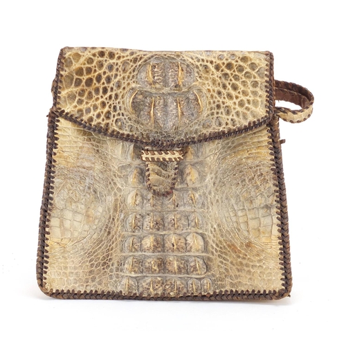 190 - Vintage crocodile skin handbag, 25cm high