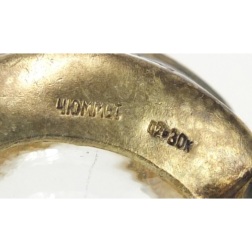 693 - Russian gilt metal and enamel salt and a silver coloured metal napkin ring