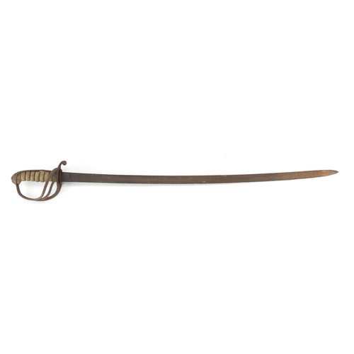 875 - British 19th century Military interest steel bladed sword, 95cm in length