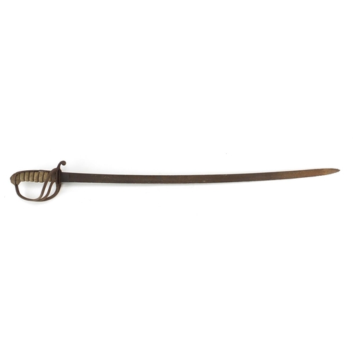 875 - British 19th century Military interest steel bladed sword, 95cm in length