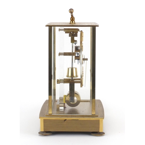 207 - Kundo brass cased electric mantel clock, 22cm high