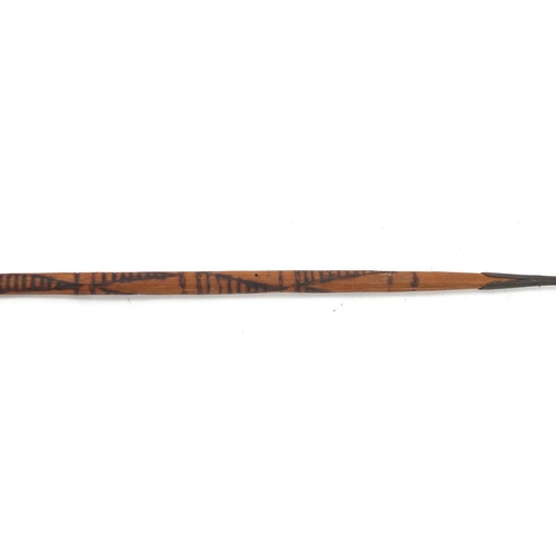 860 - Masai Mara spear carved with tribal motifs, 155cm long