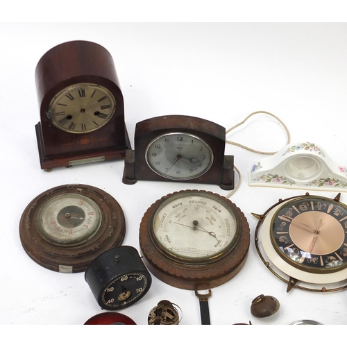 405 - Vintage and later clocks and barometers including Smiths alarm and Metamec
