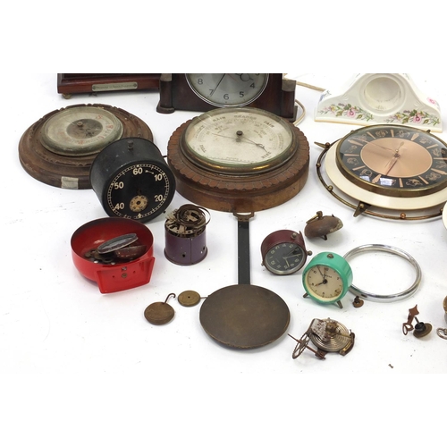 405 - Vintage and later clocks and barometers including Smiths alarm and Metamec