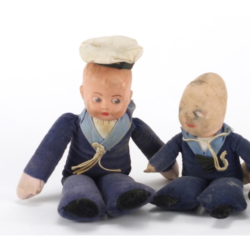 295 - Three Norah Wellings cloth sailor dolls