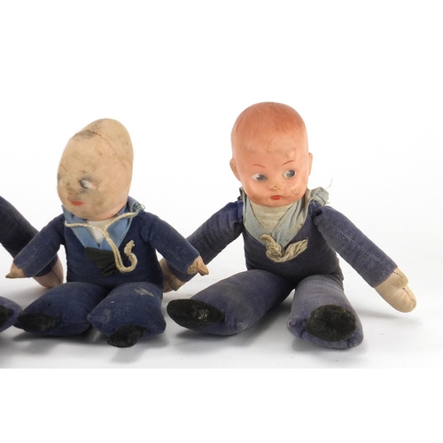 295 - Three Norah Wellings cloth sailor dolls