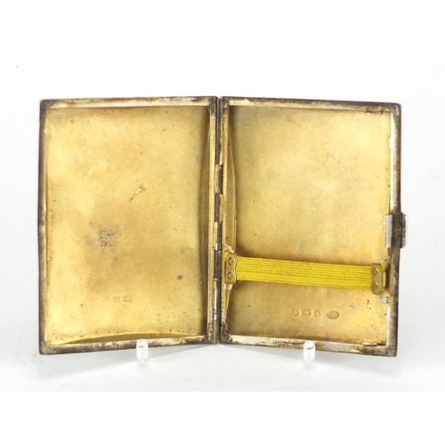 692 - Rectangular silver cigarette case, hallmarked Birmingham 1932, 8cm wide, 76.0g