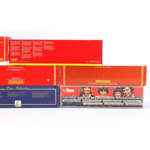 172 - OO gauge model railway with boxes including Hornby locomotive, Lima railcar and mainline railway die... 